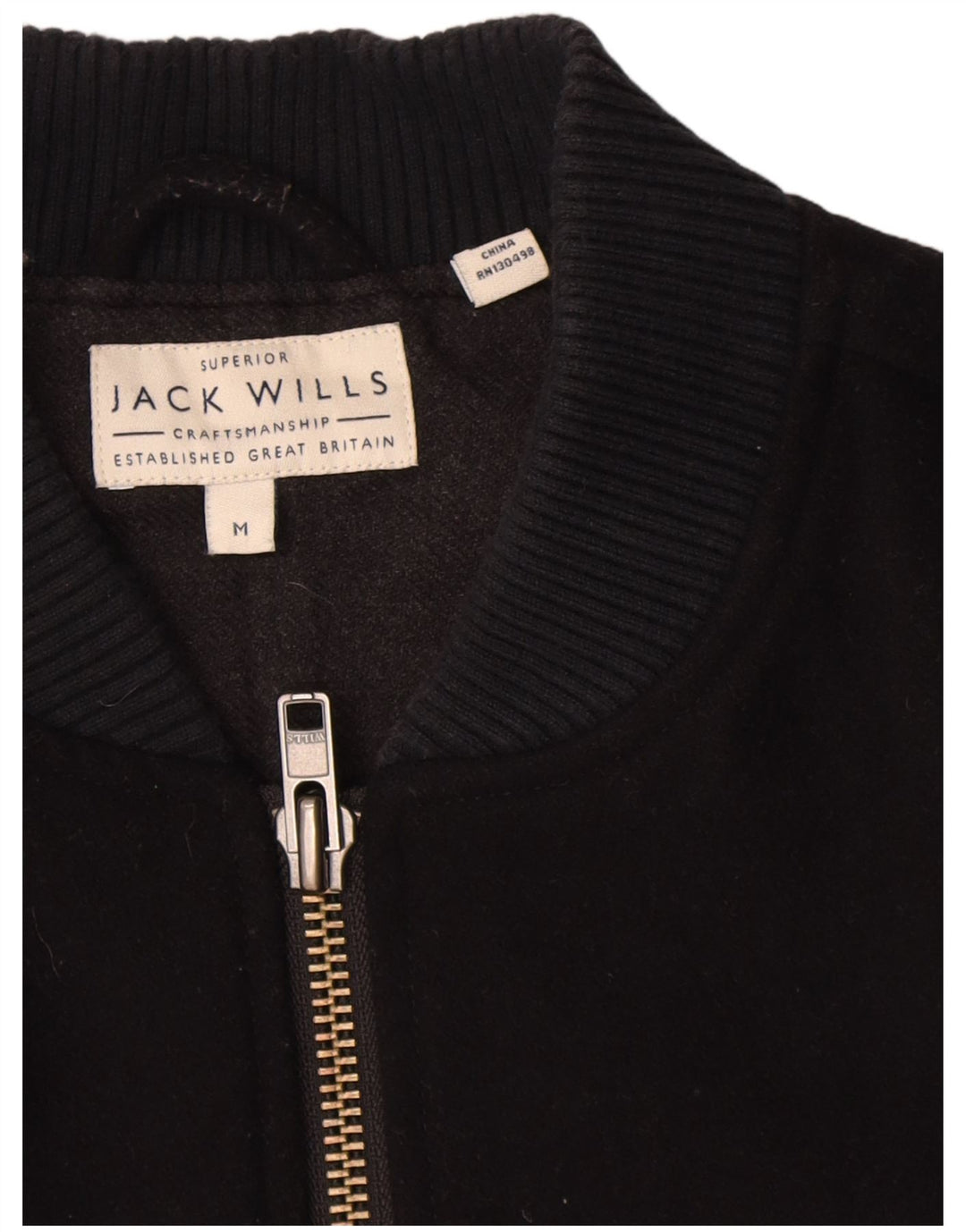 Jack Wills Herren-Bomberjacke, UK 38, mittelmarineblaue Wolle