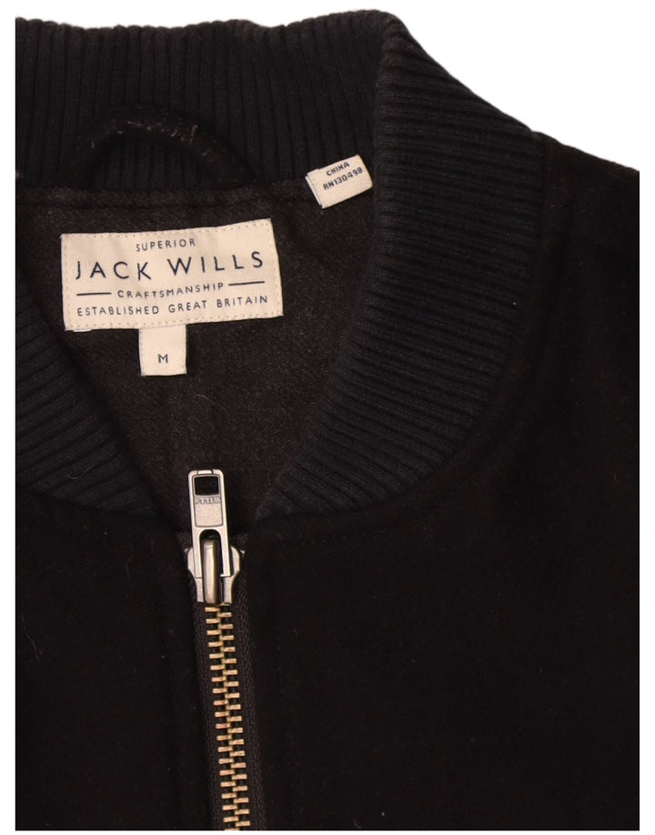 Jack Wills Herren-Bomberjacke, UK 38, mittelmarineblaue Wolle