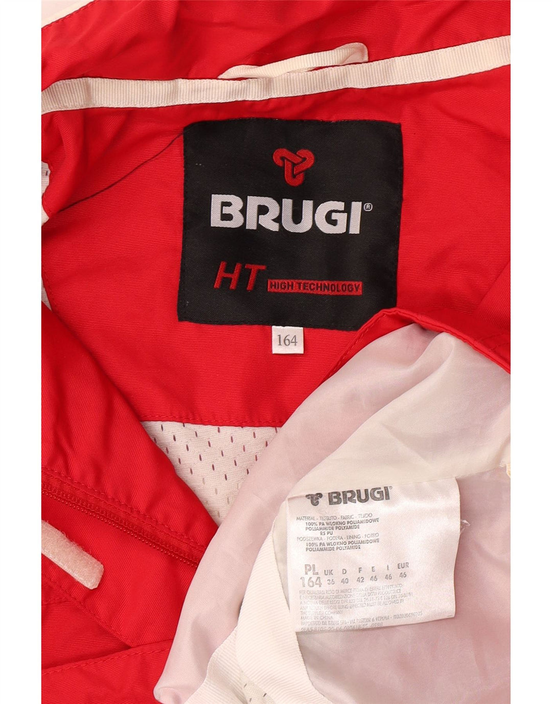 Brugi Mädchen-Regenjacke mit Kapuze, 15–16 Jahre, rotes Polyamid