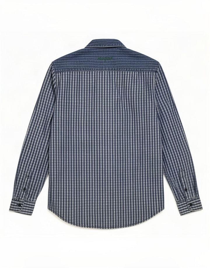 Desigual Herrenhemd, groß, marineblau, Patchwork-Baumwolle