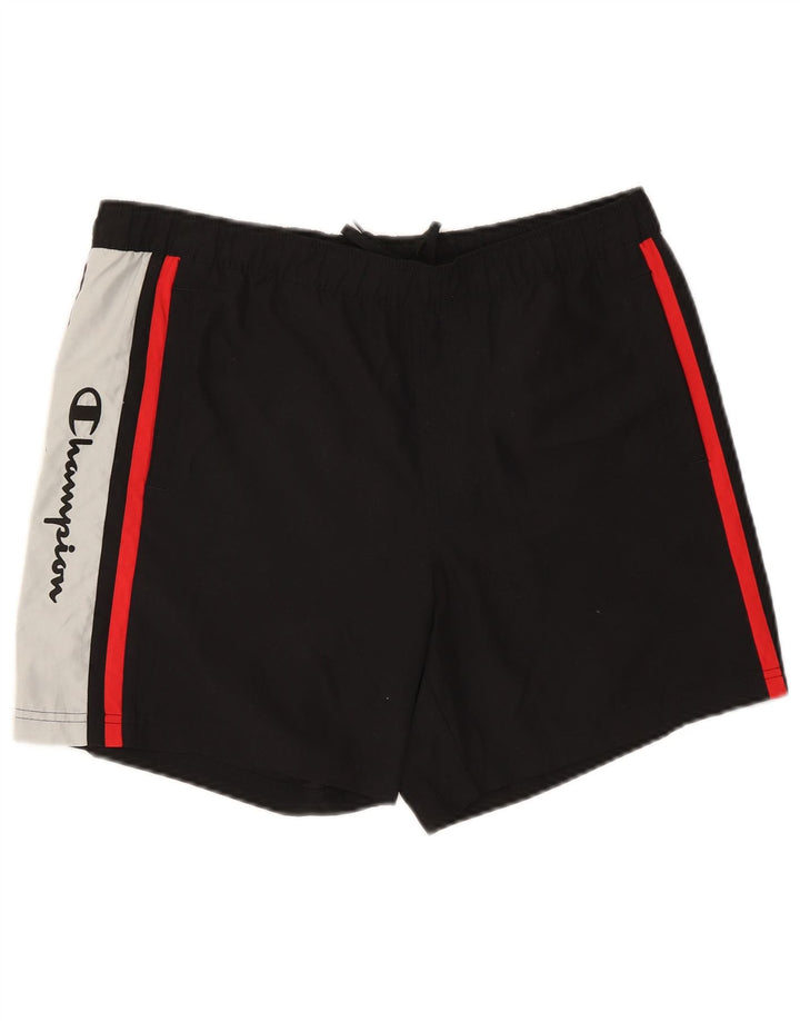 Champion Herren-Badeshorts mit Grafik, XL, schwarzes Farbblock-Polyester