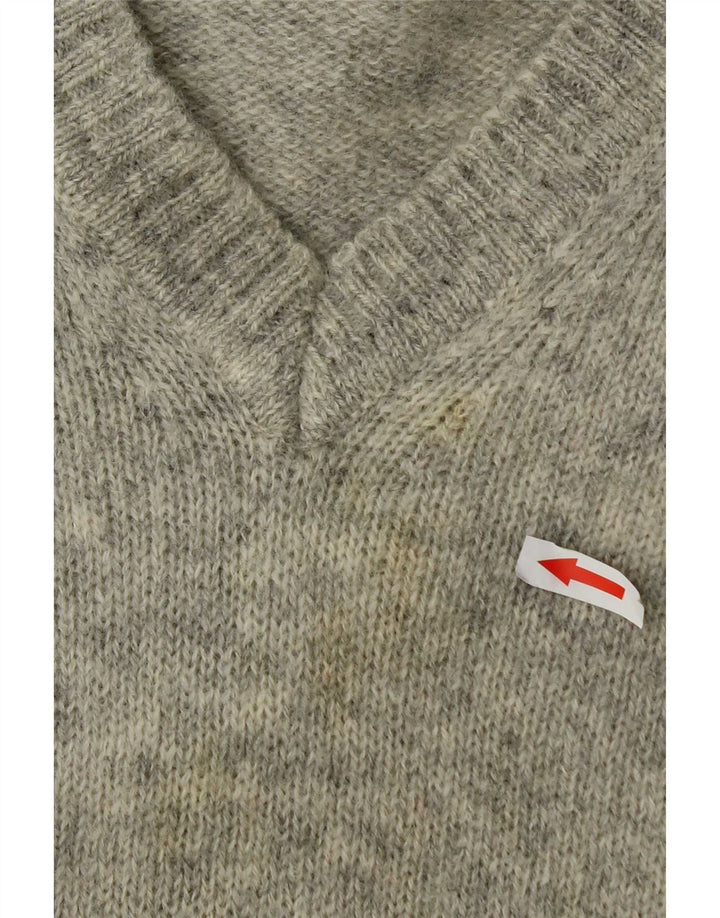 Sergio Tacchini Herren-Pullover mit V-Ausschnitt, 2XL, grau gefleckte Wolle