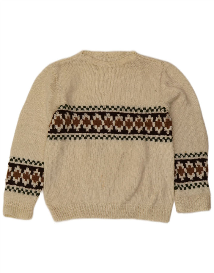 Vintage Herren Rundhalspullover Pullover Small Off White Fair Isle