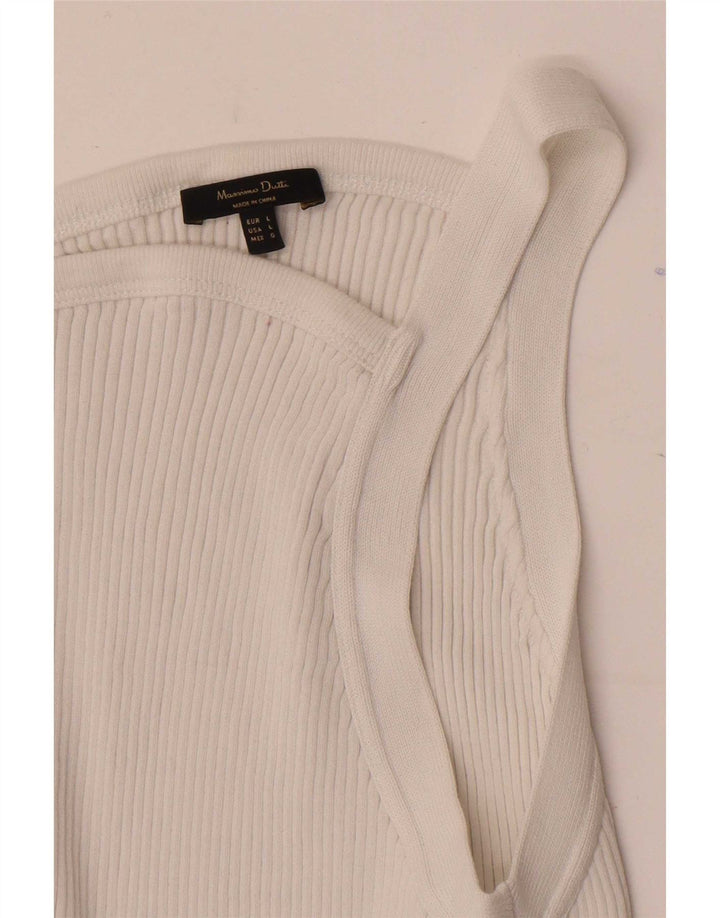 Massimo Dutti Damen Crop Vest Top UK 14 Large Weiß