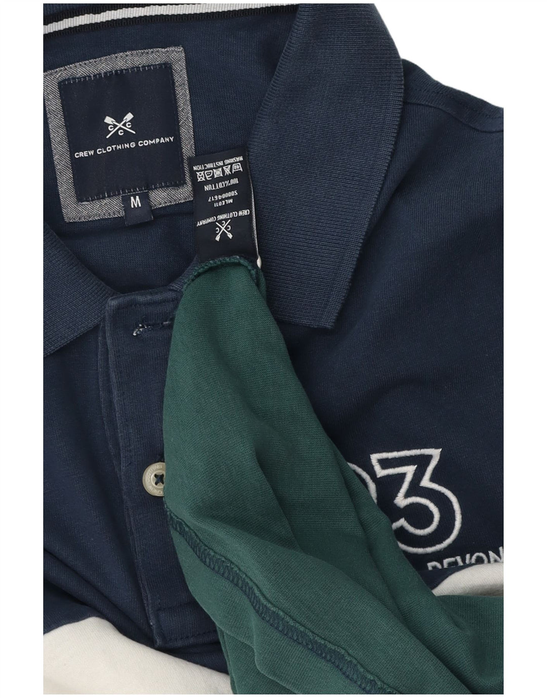 Crew Clothing Herren-Poloshirt aus mittelblauer Colourblock-Baumwolle