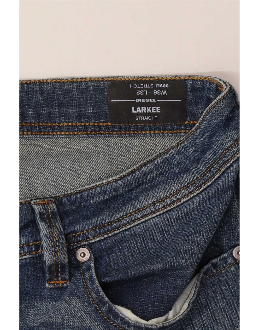 Diesel Herren Larkee Straight Jeans W36 L32 Blaue Baumwolle