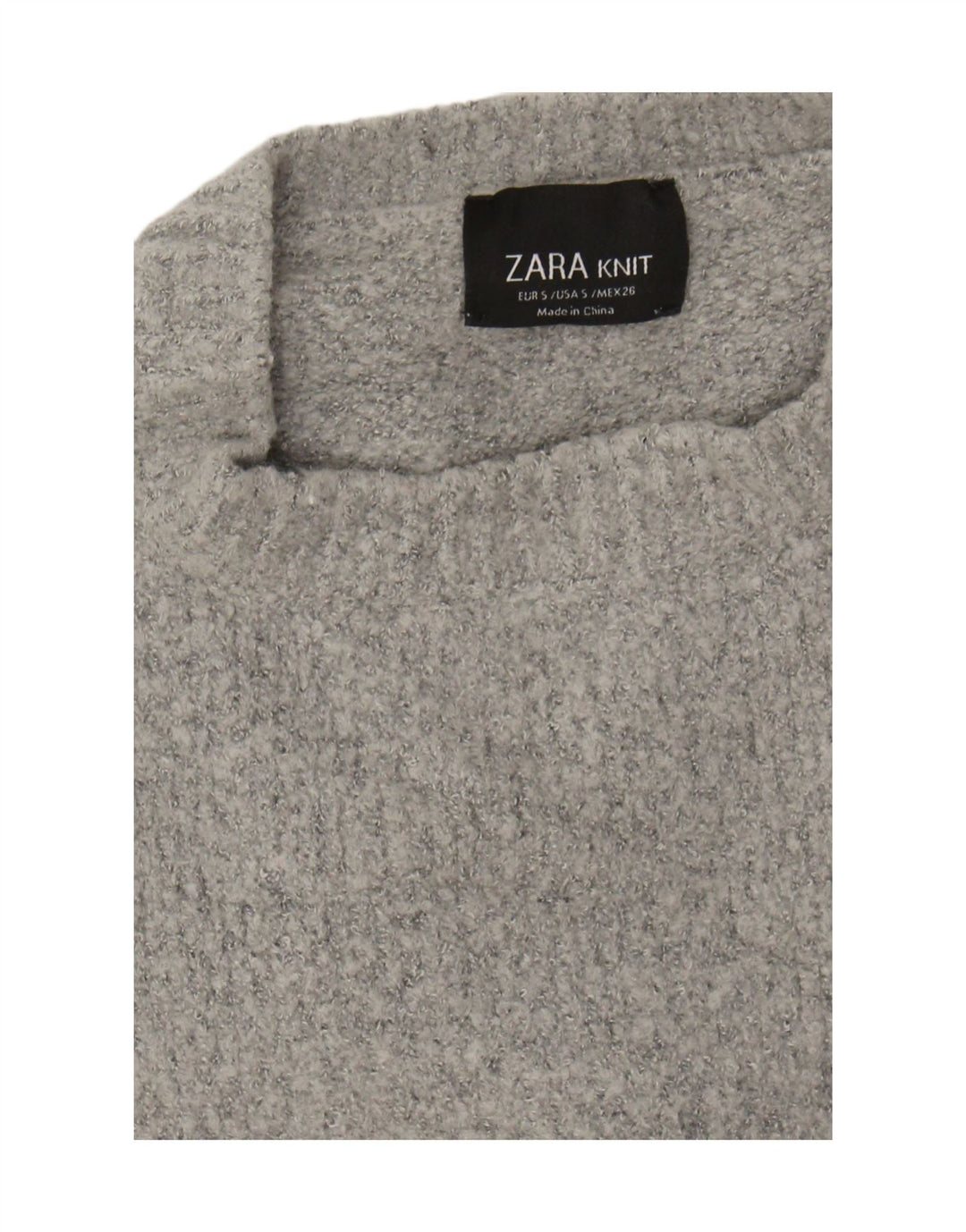 Zara Damen-Pullover, übergroß, Rundhalsausschnitt, Gr. 10, Größe S, Grau