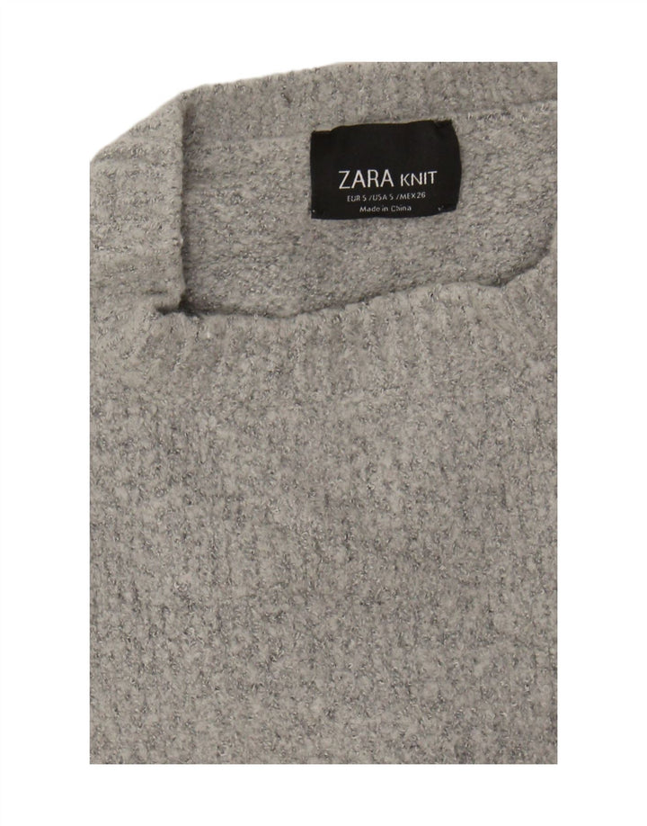 Zara Damen-Pullover, übergroß, Rundhalsausschnitt, Gr. 10, Größe S, Grau