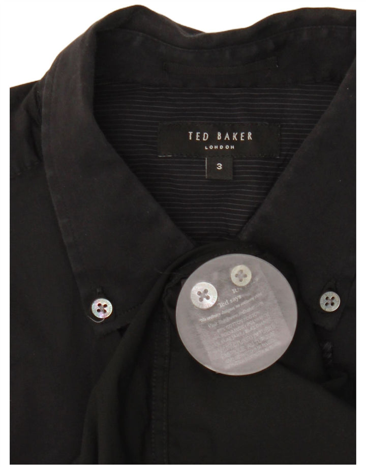Ted Baker Herrenhemd Größe 3 Mittelschwarze Baumwolle