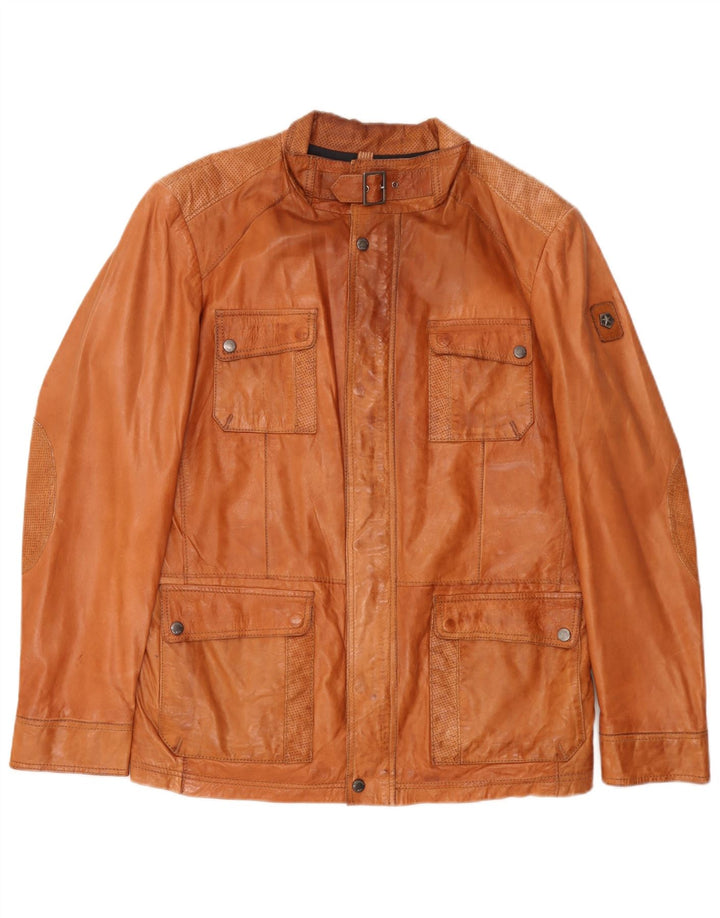 Milestone Herren Lederjacke EU 50 Large Braun