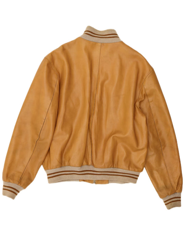 Vintage Herren Bomber Lederjacke UK 42 XL Beige Leder