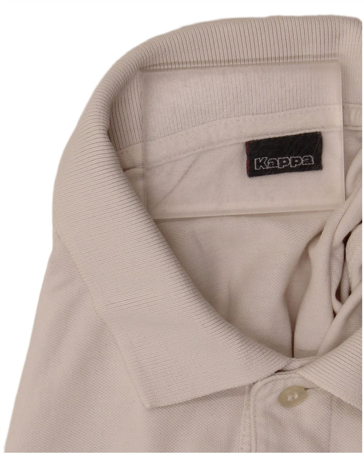 Kappa Herren-Langarm-Poloshirt aus mittelweißer Baumwolle