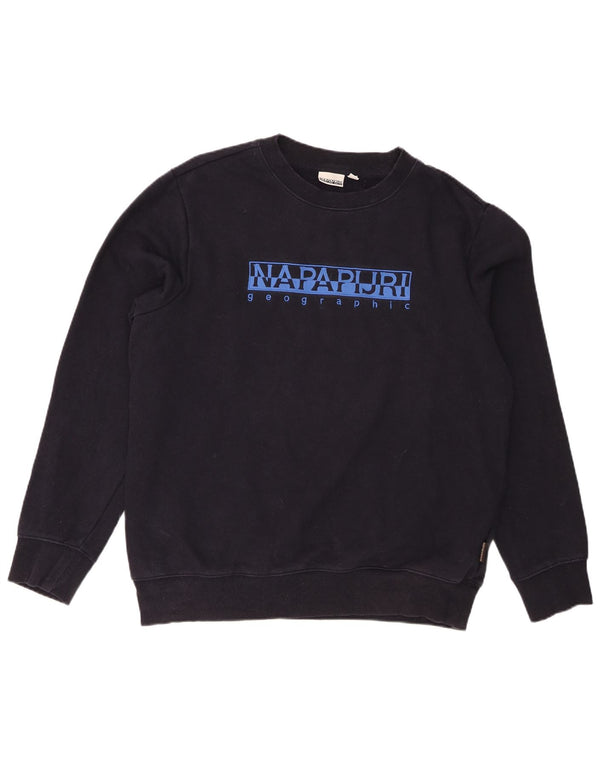 Napapijri Herren-Sweatshirt mit Grafik, XL, Marineblau, Baumwolle