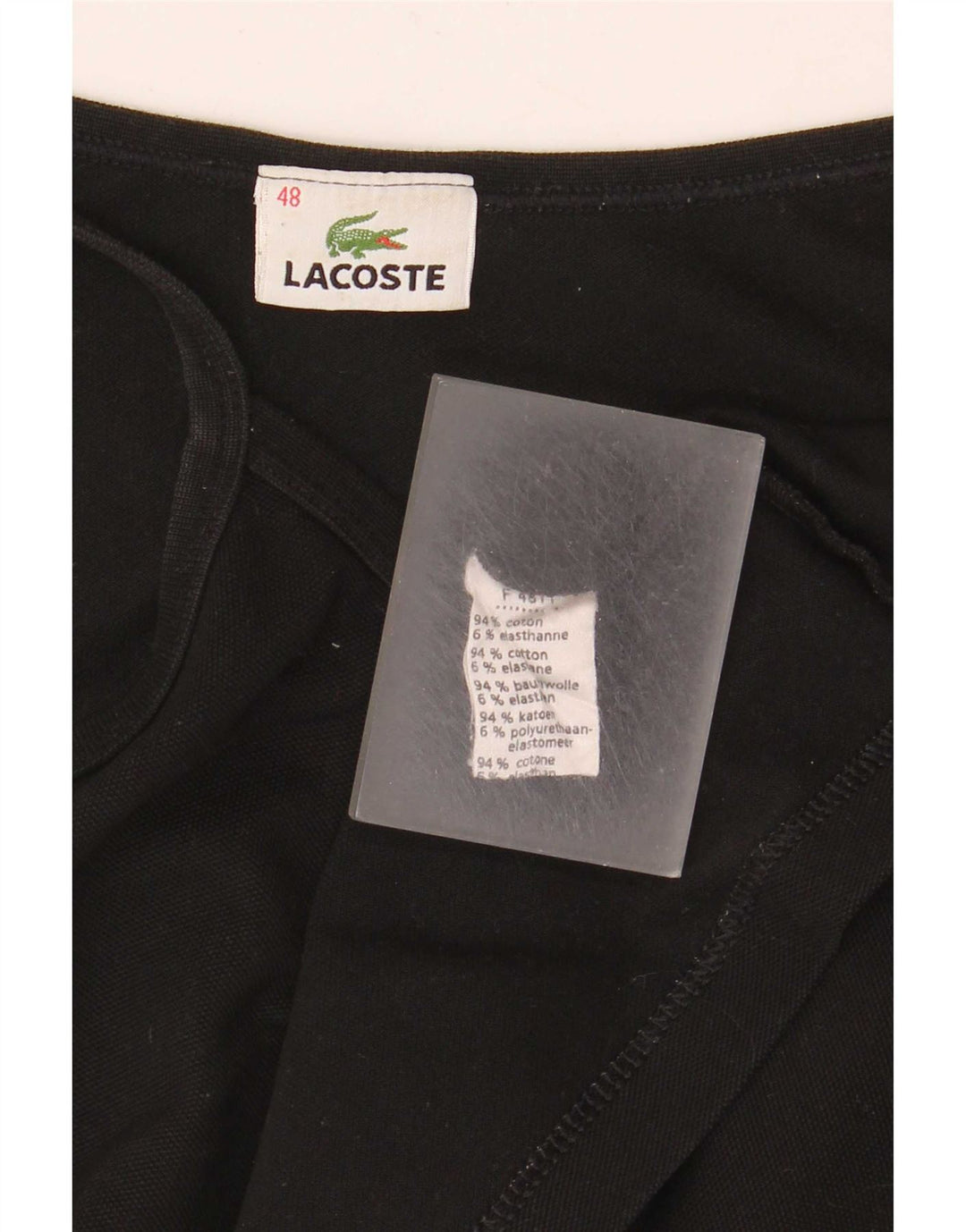 Lacoste Damen Cami Top Größe 48 XL Schwarze Baumwolle