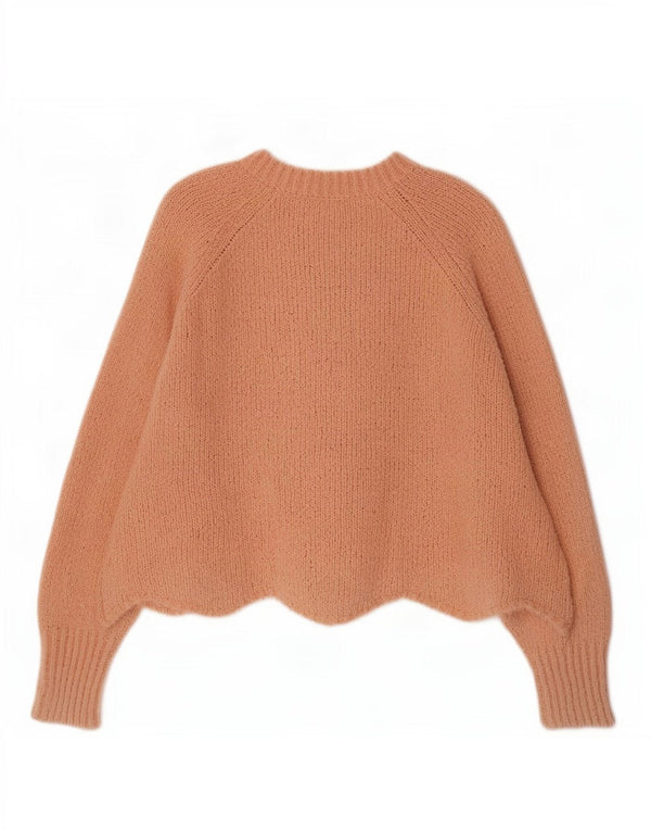 Zara Damen-Pullover, übergroß, kurz geschnitten, U-Boot-Ausschnitt, Gr. 14, Mittelrosa