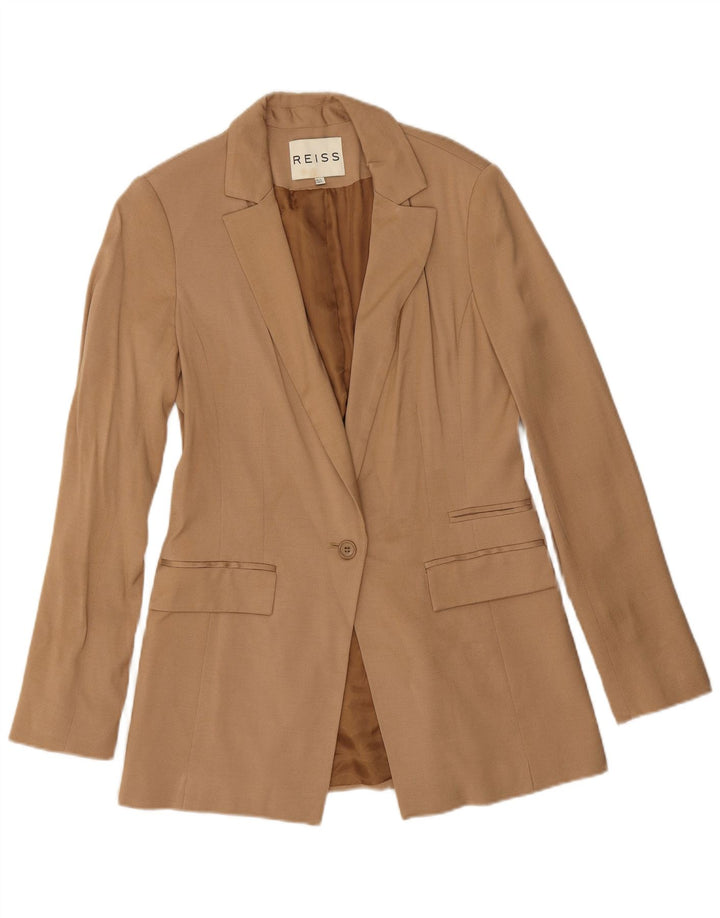 Reiss Damen 1-Knopf-Blazerjacke UK 10 Small Beige Viskose