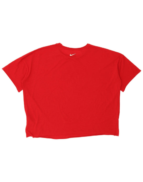 Nike Damen Dri Fit Crop Übergroßes T-Shirt mit Grafik, UK 14, Mittelrot