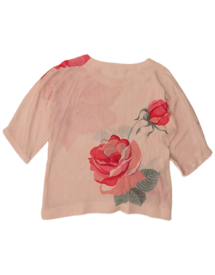 Mario Pucci Cecconi Damen Durchsichtiges Blusenoberteil IT 44 Mittelrosa Blumenmuster