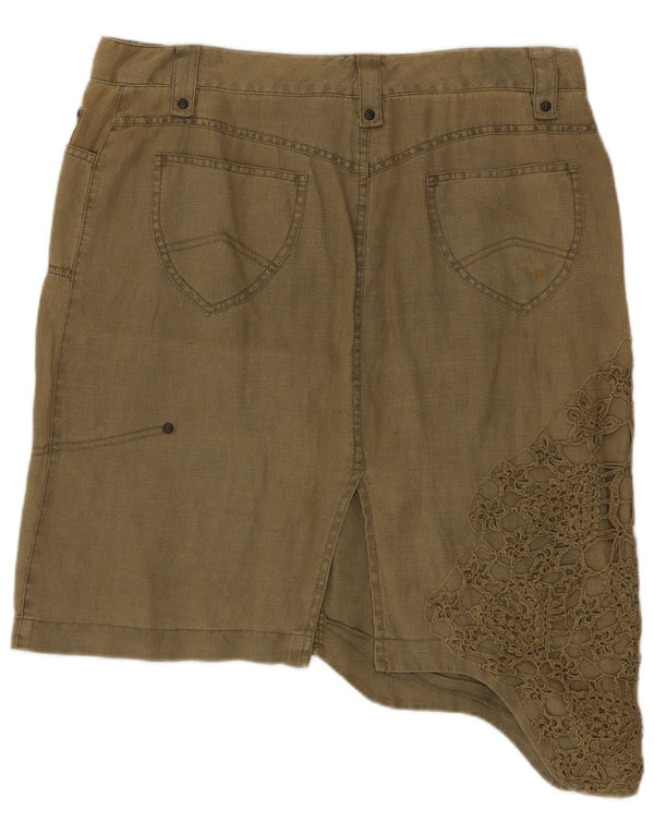 Marlboro Classics Damen Asymmetrischer Rock EU 46 XL W34 Khaki