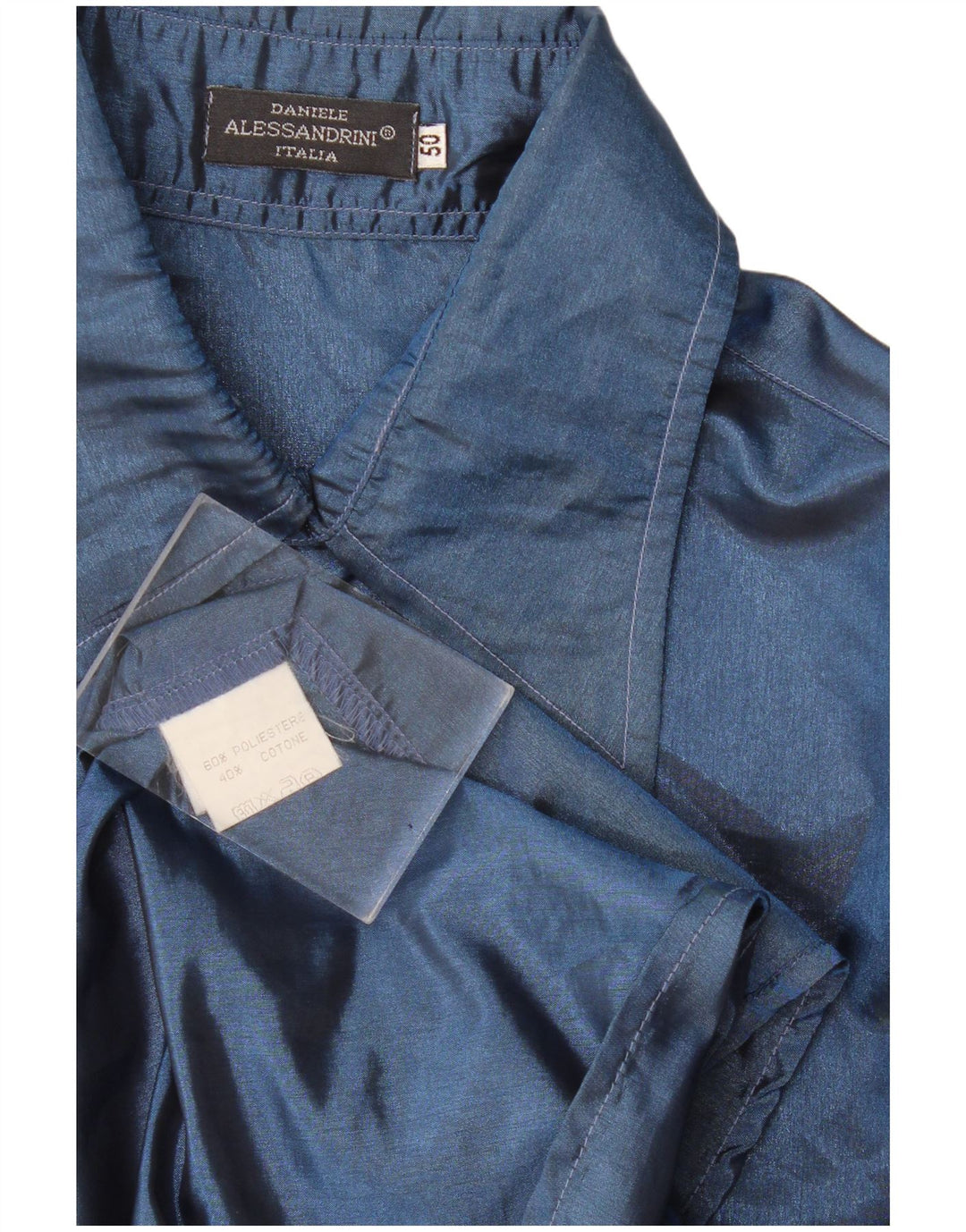 Daniele Alessandrini Herrenhemd IT 50 Medium Marineblau Polyester