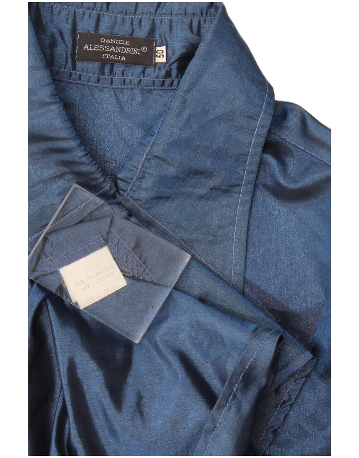 Daniele Alessandrini Herrenhemd IT 50 Medium Marineblau Polyester
