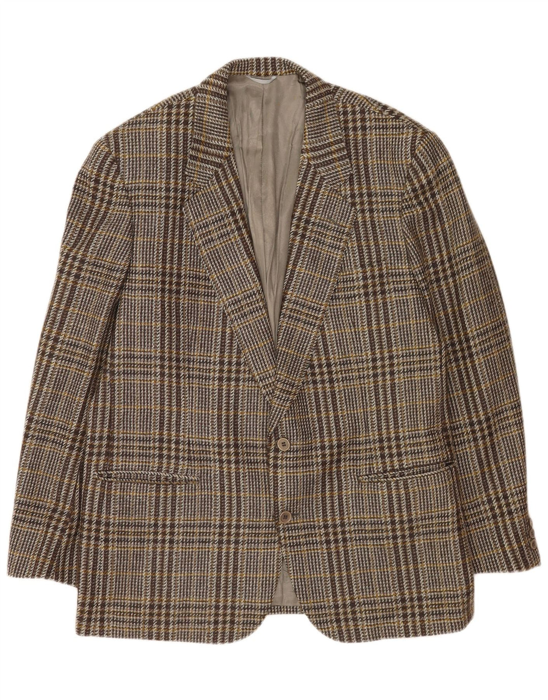 Yves Saint Laurent Herren 2-Knopf-Blazerjacke IT 54 2XL grau karierte Wolle