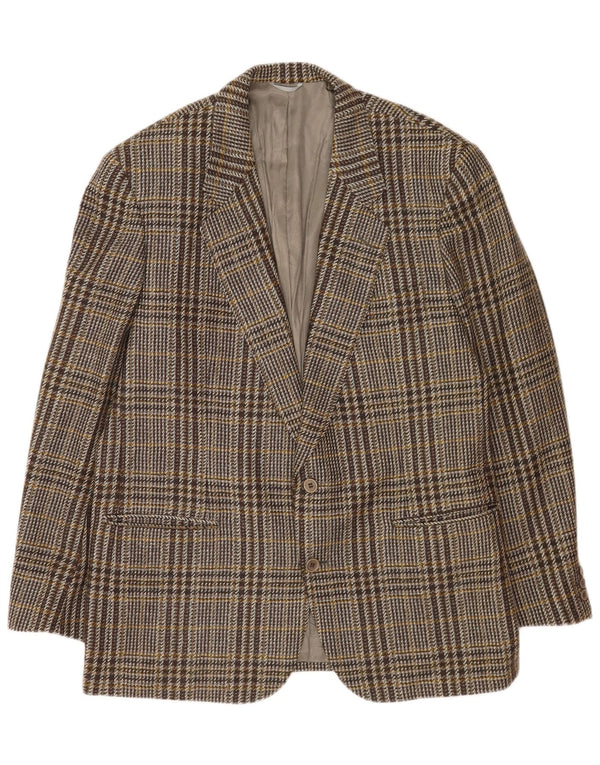 Yves Saint Laurent Mens 2 Button Blazer Jacket IT 54 2XL Grey Check Wool