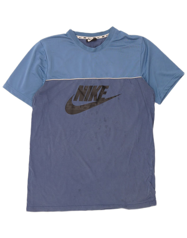 NIKE Herren-T-Shirt mit Grafik, groß, blau, Colourblock-Baumwolle
