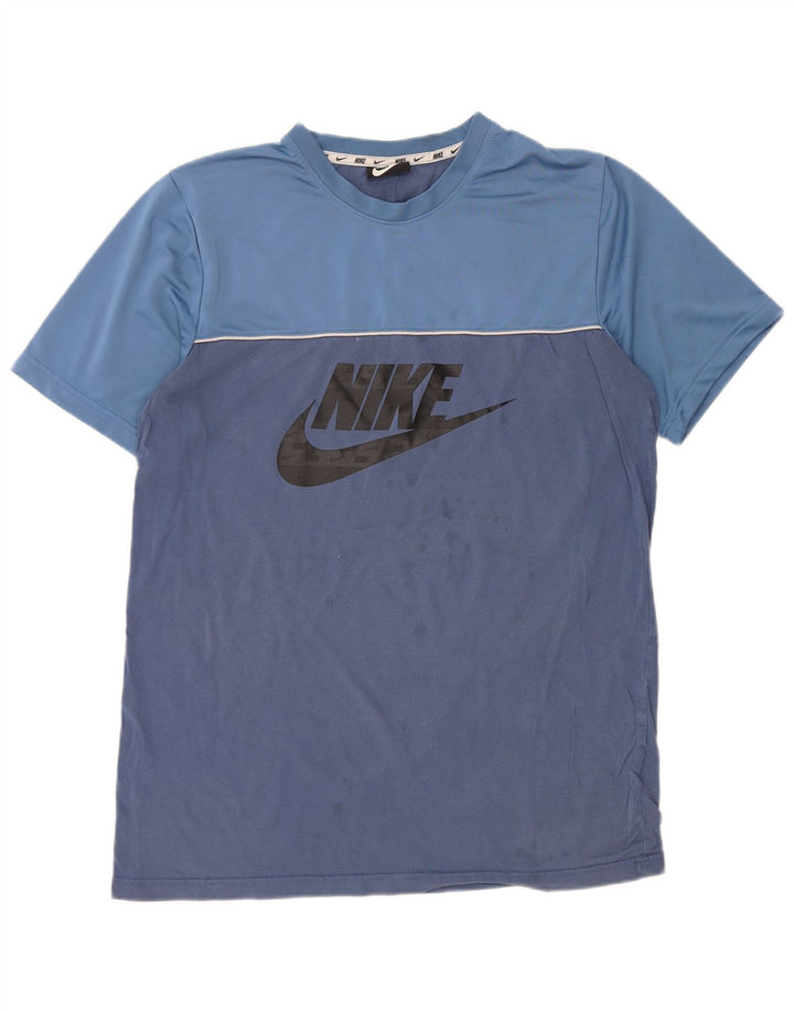 NIKE Herren-T-Shirt mit Grafik, groß, blau, Colourblock-Baumwolle