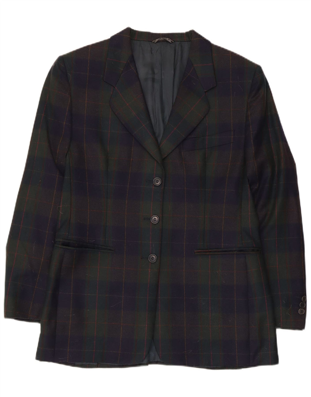 Vintage Damen 3-Knopf-Blazerjacke UK 14 Medium Mehrfarbig kariert