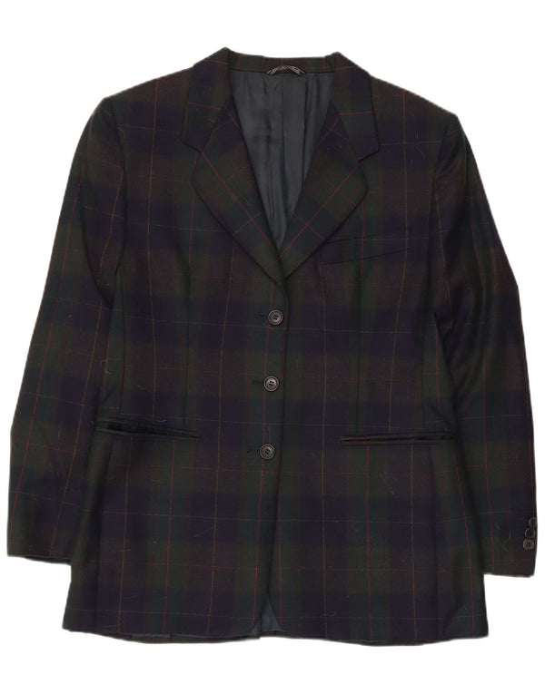 Vintage Damen 3-Knopf-Blazerjacke UK 14 Medium Mehrfarbig kariert