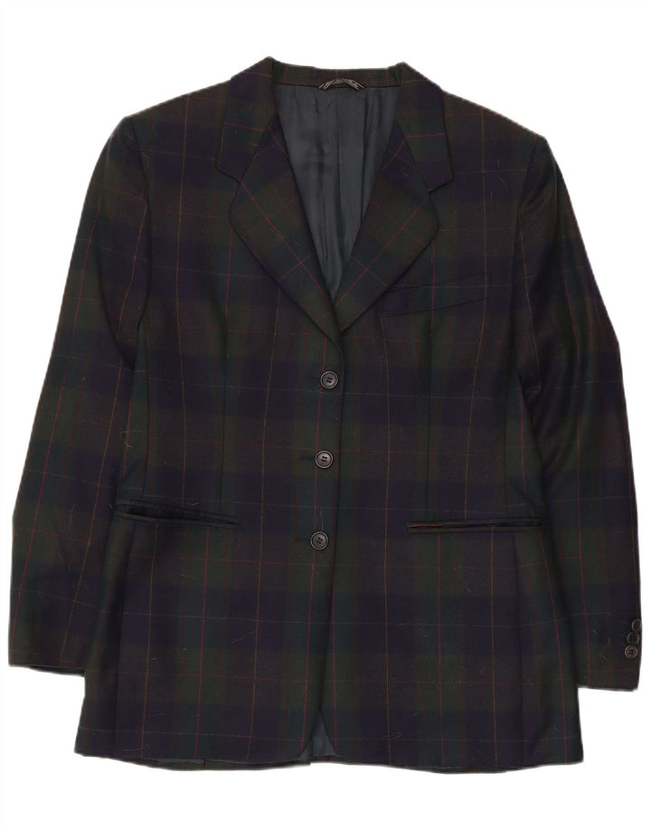 Vintage Damen 3-Knopf-Blazerjacke UK 14 Medium Mehrfarbig kariert