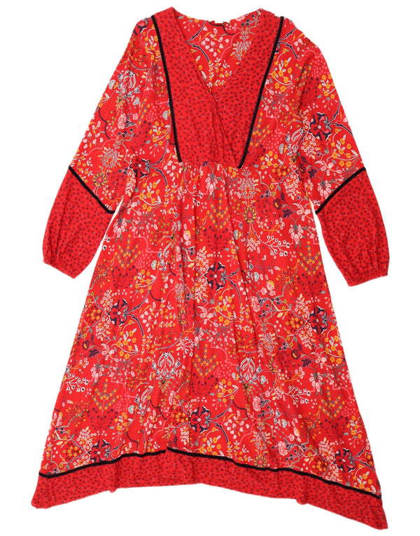Monsoon Empire-Kleid für Damen, UK 46, Größe L, rot, geblümt, Baumwolle