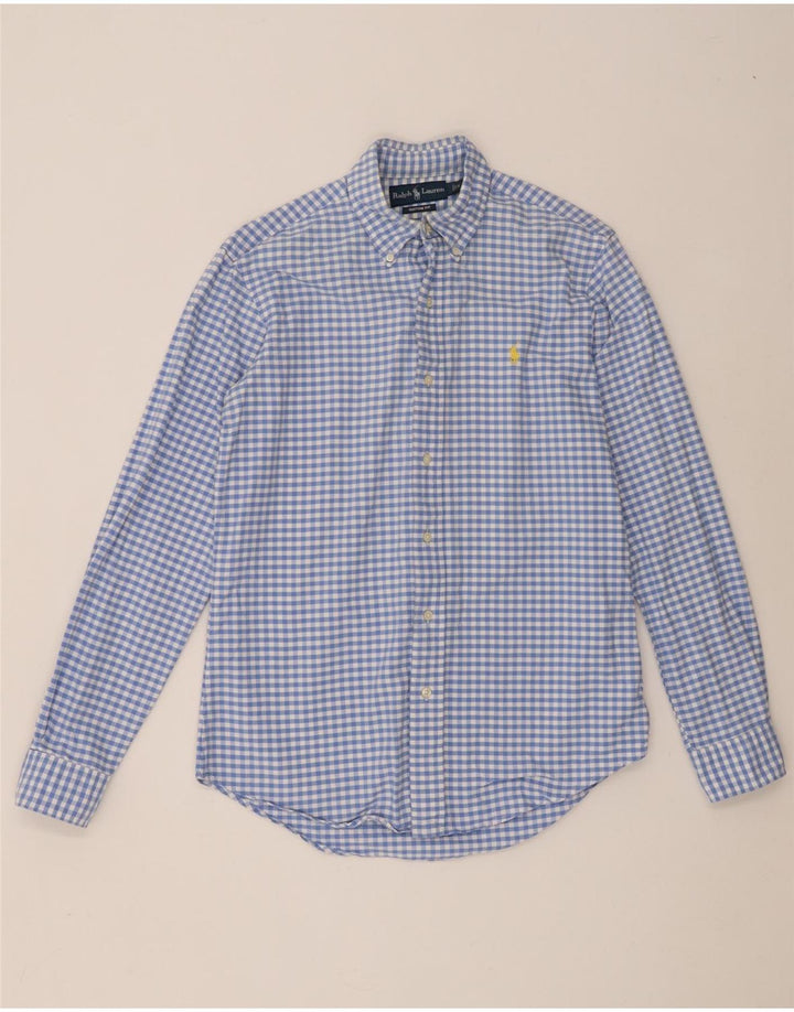 Ralph Lauren Herren-Hemd mit individueller Passform, kleine blaue Gingham-Baumwolle