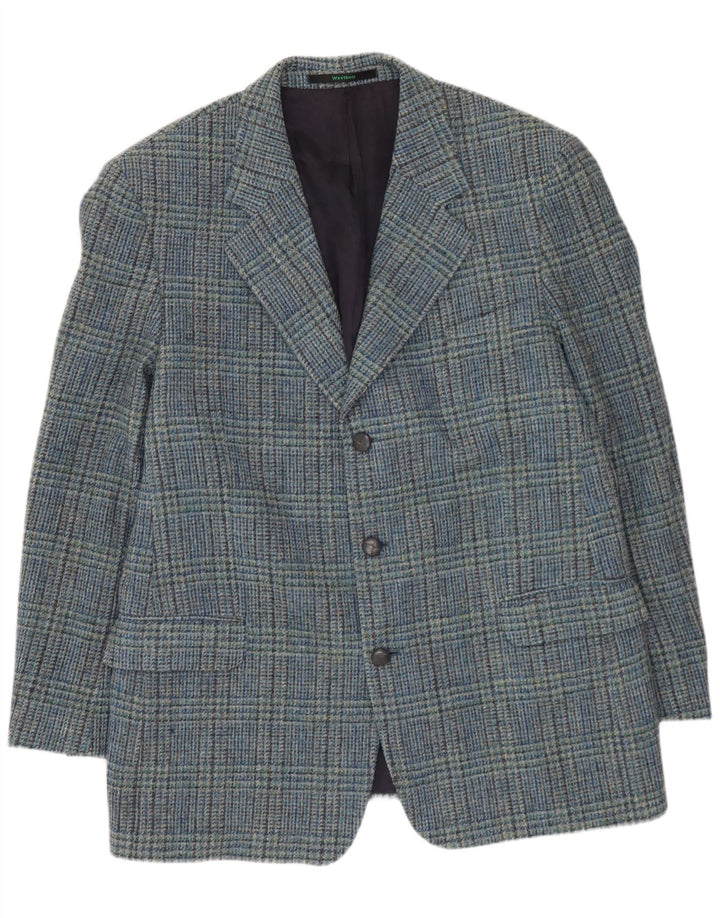 WESTBURY Herren-Blazer mit 3 Knöpfen, UK 54 2XL, blaue Hahnentritt-Wolle
