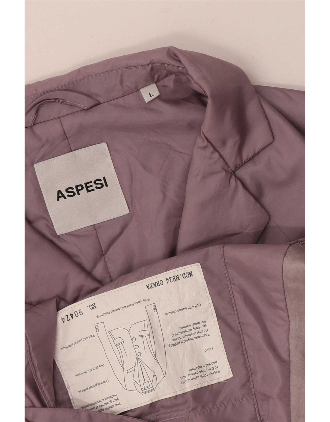 Aspesi Damen-Blazer mit 3 Knöpfen, gepolstert, UK 14, Größe L, Lila, Nylon