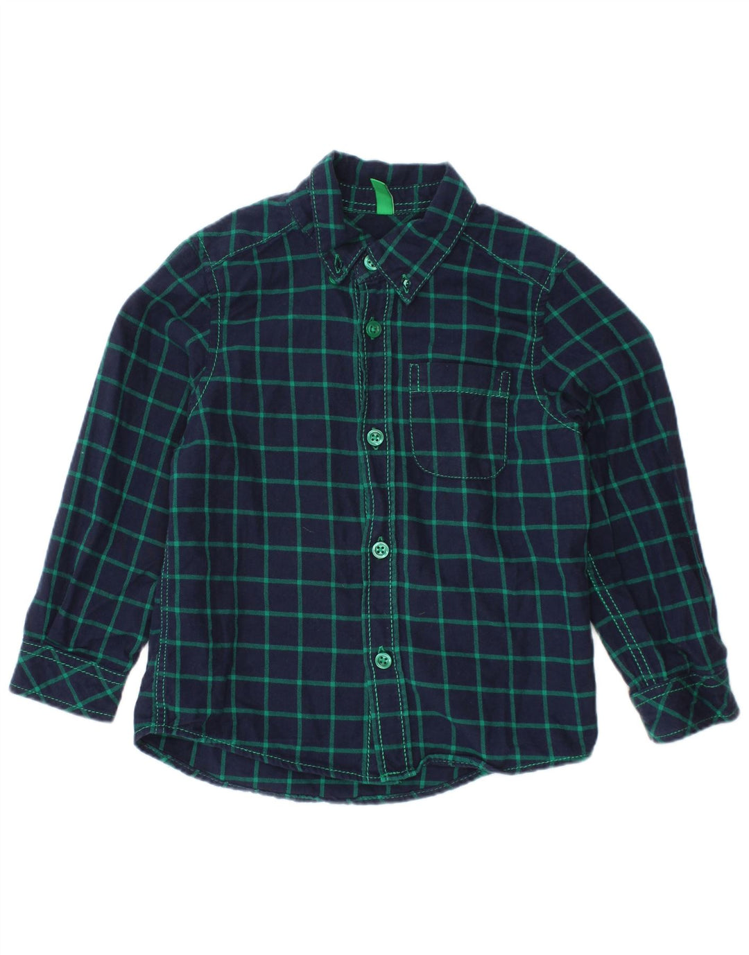 BENETTON Baby-Flanellhemd für Jungen, 18–24 Monate, marineblau, kariert, Baumwolle