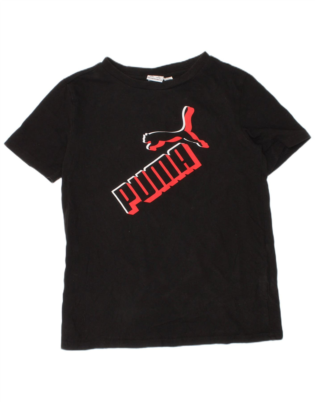 Puma Jungen T-Shirt mit Grafik, 7–8 Jahre, Größe S, schwarze Baumwolle