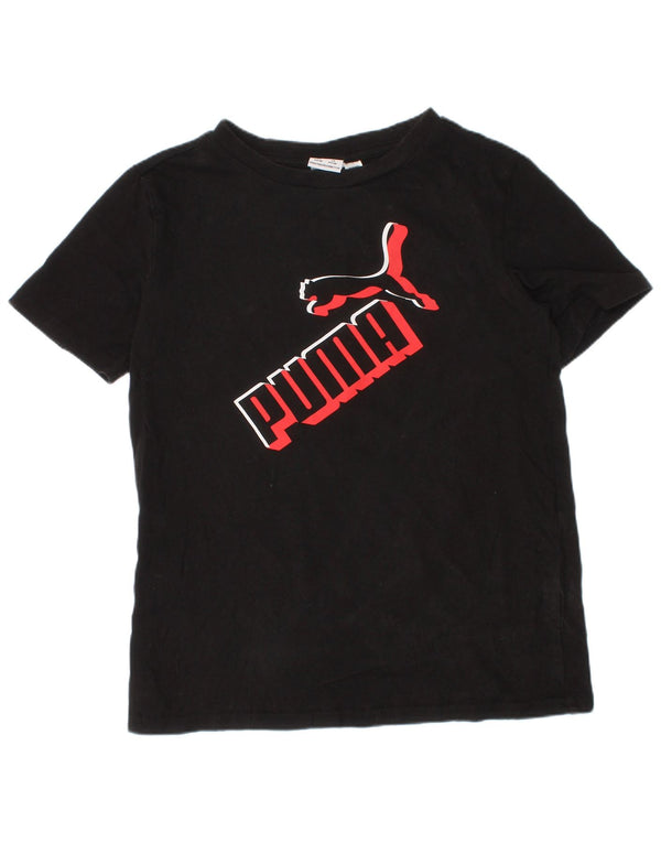 Puma Jungen T-Shirt mit Grafik, 7–8 Jahre, Größe S, schwarze Baumwolle