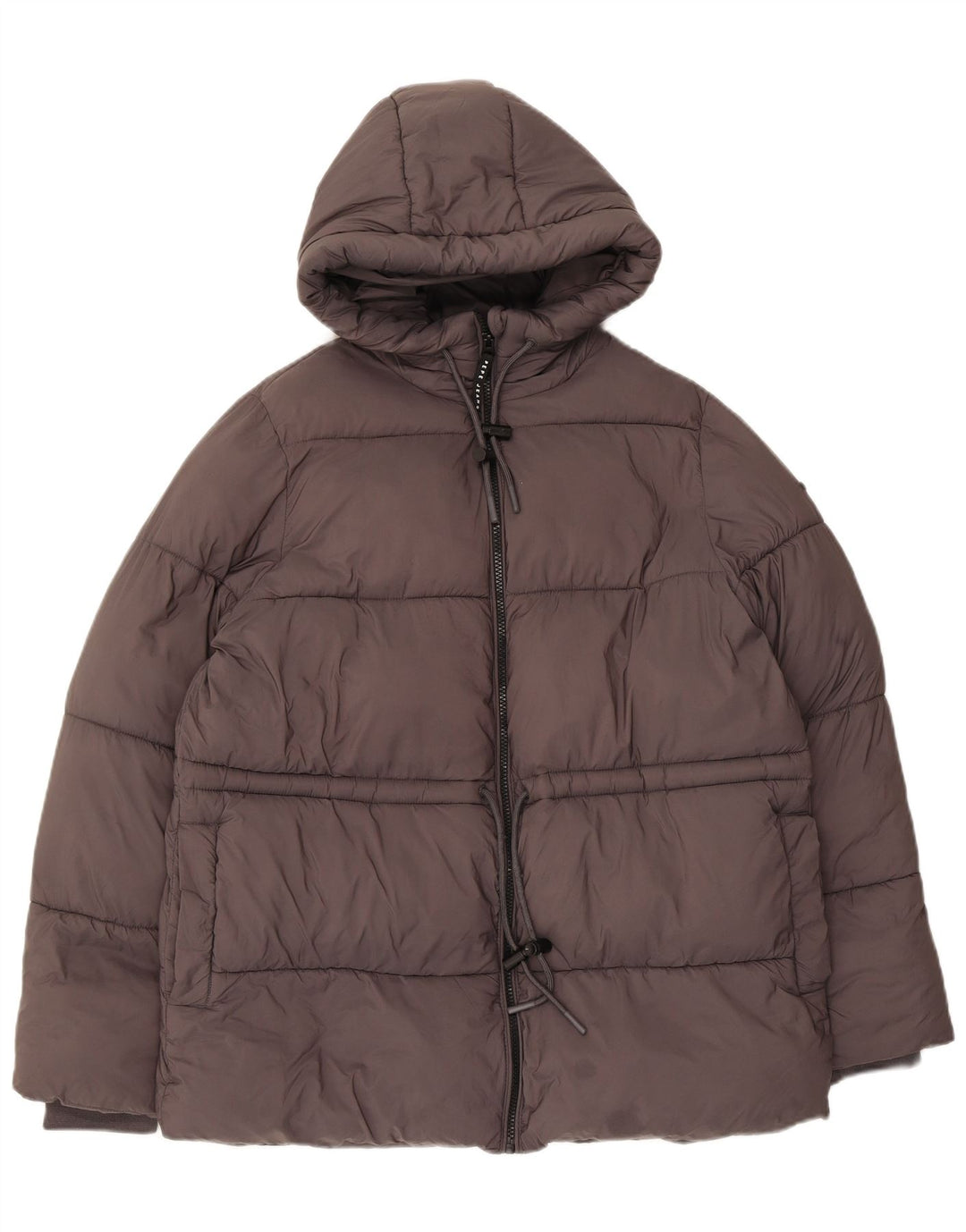 PEPE Jeans Damen-Kapuzen-Übergröße, wattierte Jacke, UK 10, Größe S, grau, Polyester