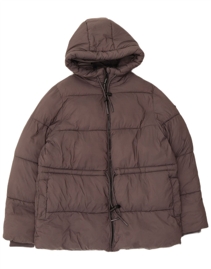 PEPE Jeans Damen-Kapuzen-Übergröße, wattierte Jacke, UK 10, Größe S, grau, Polyester