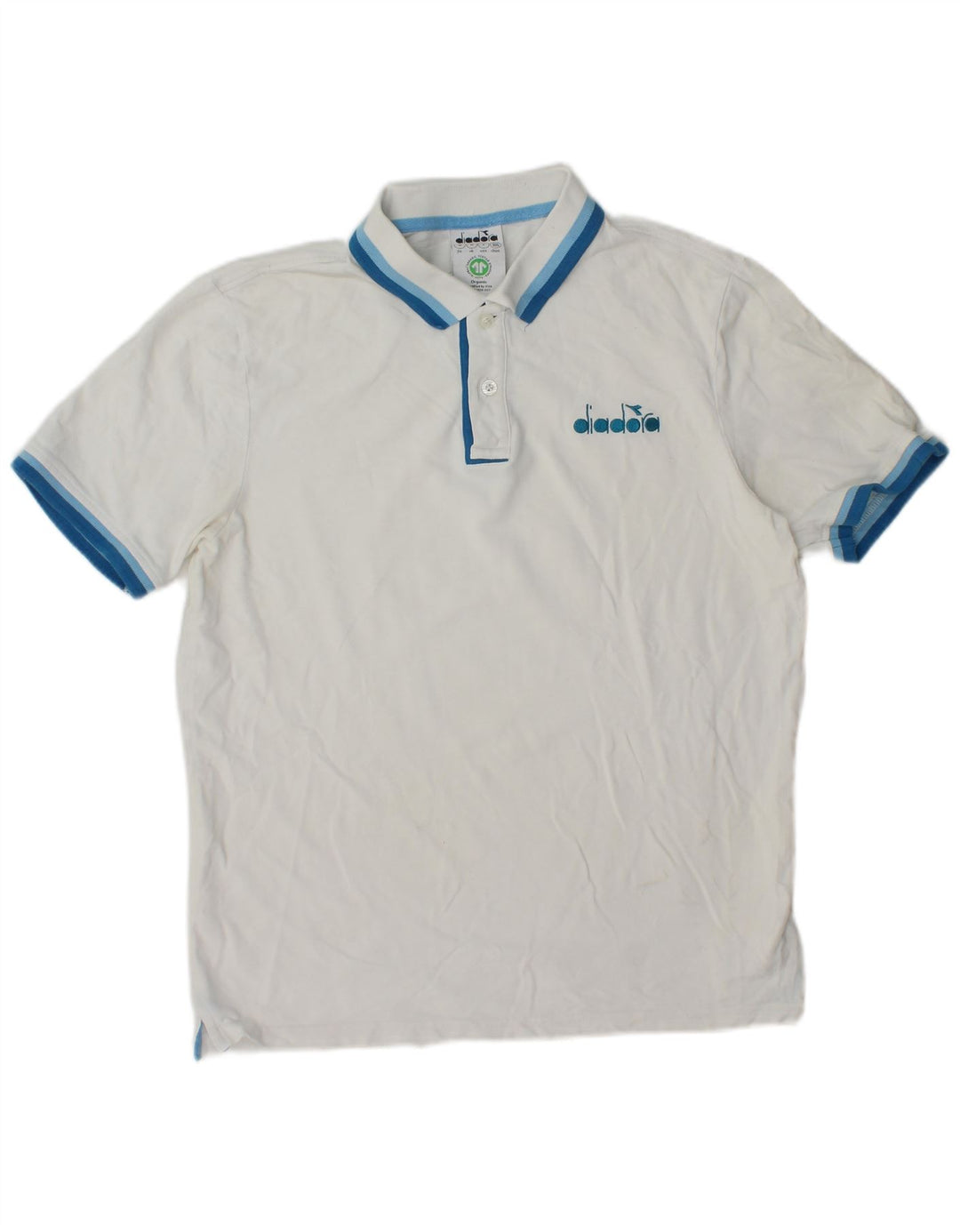 Diadora Herren-Poloshirt aus mittelweißer, gestreifter Baumwolle