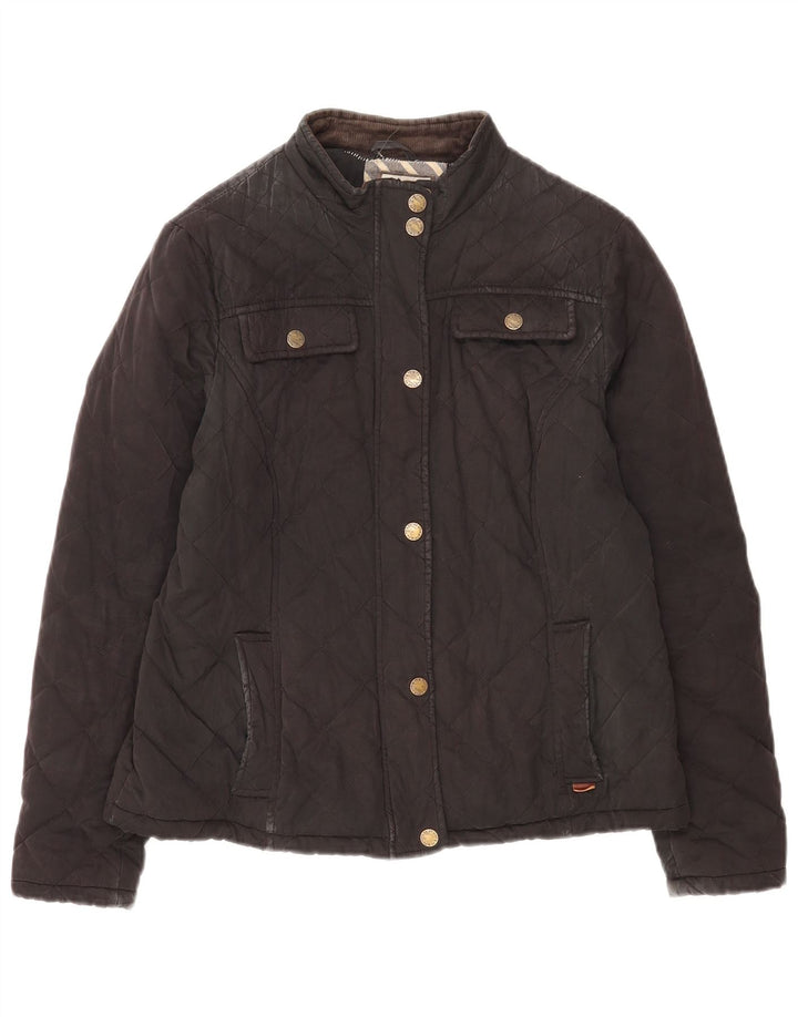 Fat Face Damen Steppjacke UK 14 Large Schwarz Baumwolle