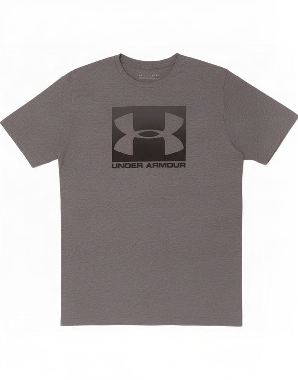 Under Armour Herren Heat Gear Graphic T-Shirt-Oberteil aus mittelgrau gefleckter Baumwolle
