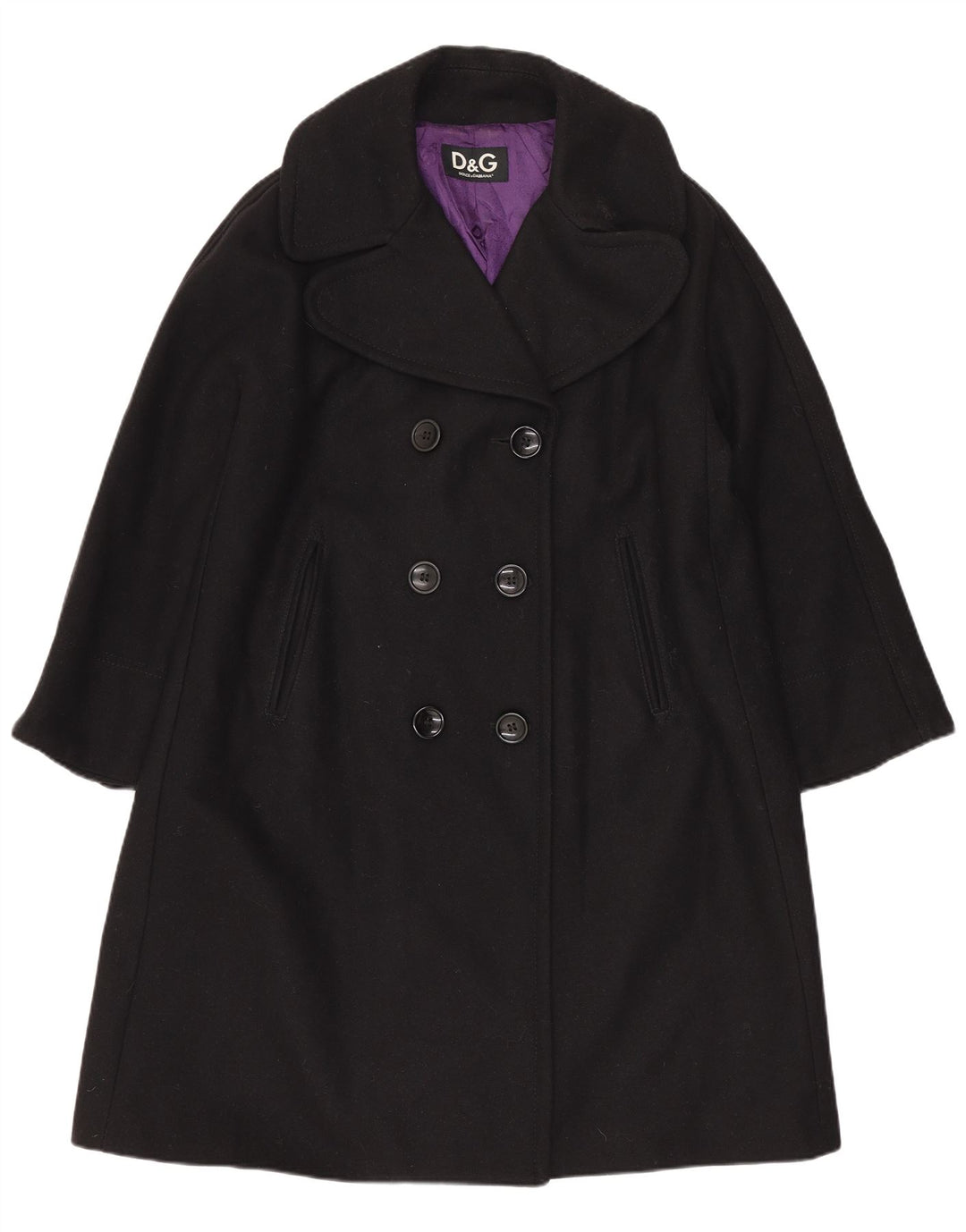 Dolce & Gabbana Damen Übergroßer zweireihiger Mantel IT 38 XS Schwarze Wolle