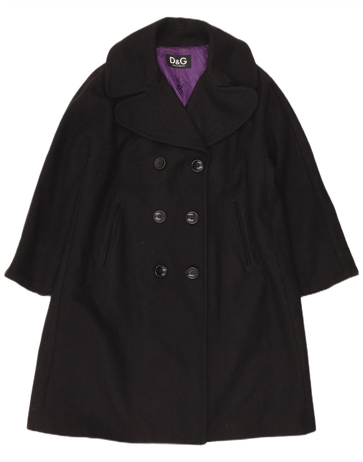 Dolce & Gabbana Damen Übergroßer zweireihiger Mantel IT 38 XS Schwarze Wolle