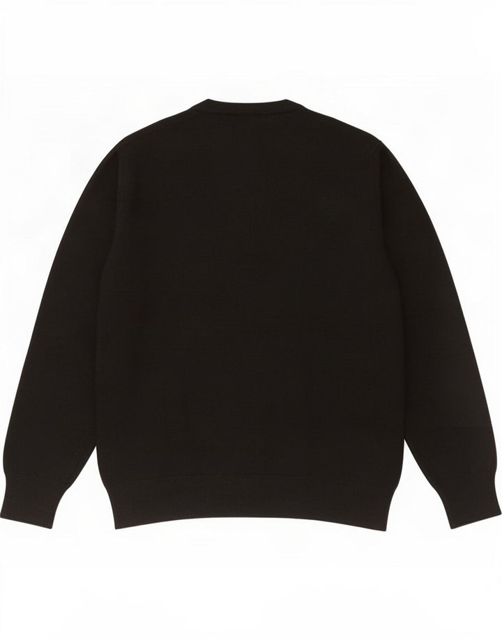 K-Way Herren-Pullover mit V-Ausschnitt aus mittelschwarzer Merinowolle