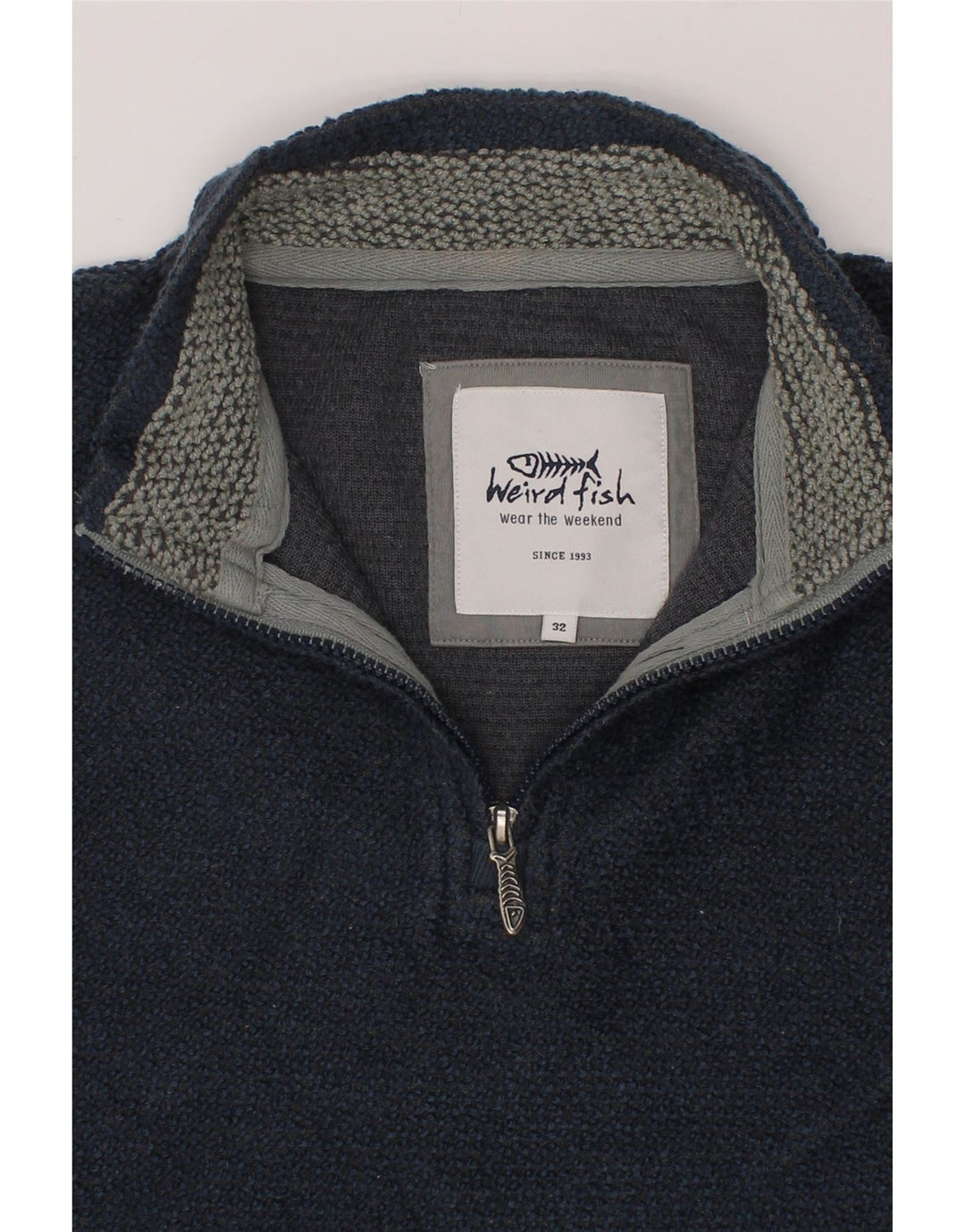WEIRD FISH Boys Sweatshirt Jumper 11-12 Years Navy Blue Colourblock Vintage Weird Fish and Second-Hand Weird Fish from Messina Hembry 