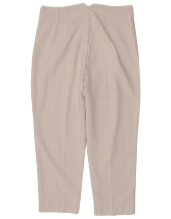 Zara Damen-Hosen mit hoher Taille, schmal zulaufende, kurze Hose, 2XL, W34, L26, Weiß, Polyester