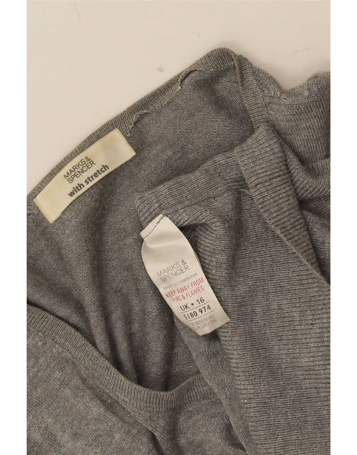 Marks & Spencer Damen-Cardigan-Pullover UK 16 Large Graues Polyamid